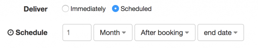 Checkfront Email notifications scheduling for 30 days later
