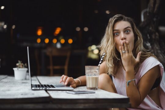 Woman making a surprised face