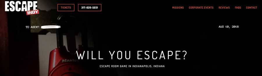 An escape room website header