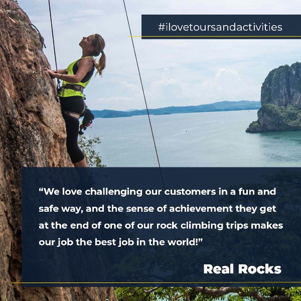 Woman climbing cliff with quote
