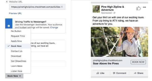 Creating an advertisement on Facebook with call to action button