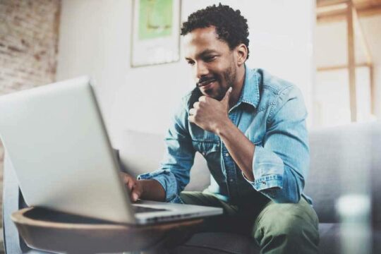 A person using a laptop