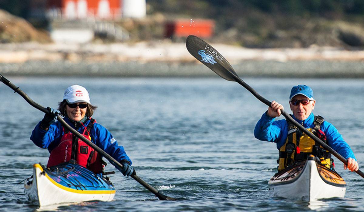 Man and woman kayaking