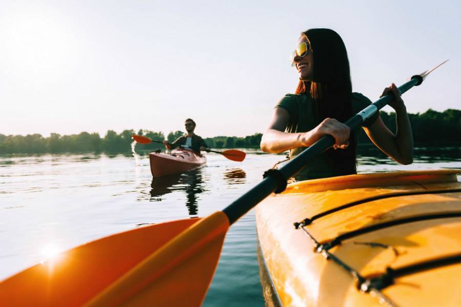 Kayaking on calm water