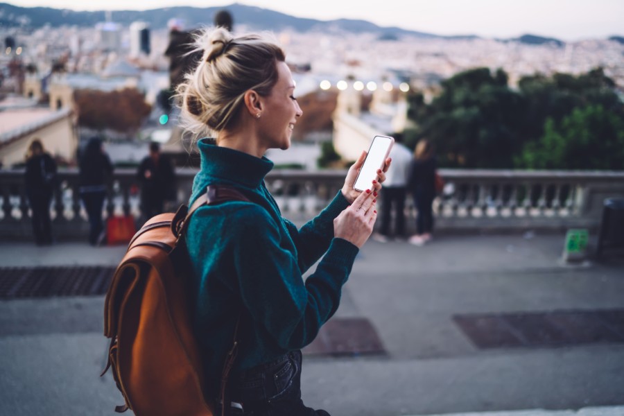 Traveler on their smartphone