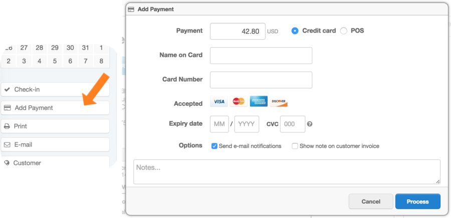 Capturing credit card payments in Checkfront