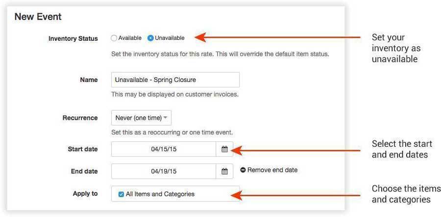 Setting up booking events in Checkfront