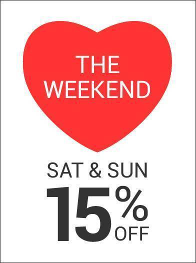 Weekend discount rate of 15% off promotion